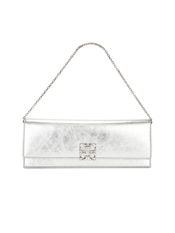 【送料&関税込】Givenchy 4g Liquid Clutch Small 4G Liquid pouch in Box leather with chain in - black