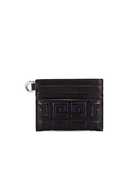 Fendi Embossed Logo Detail Leather Card Holder In Black