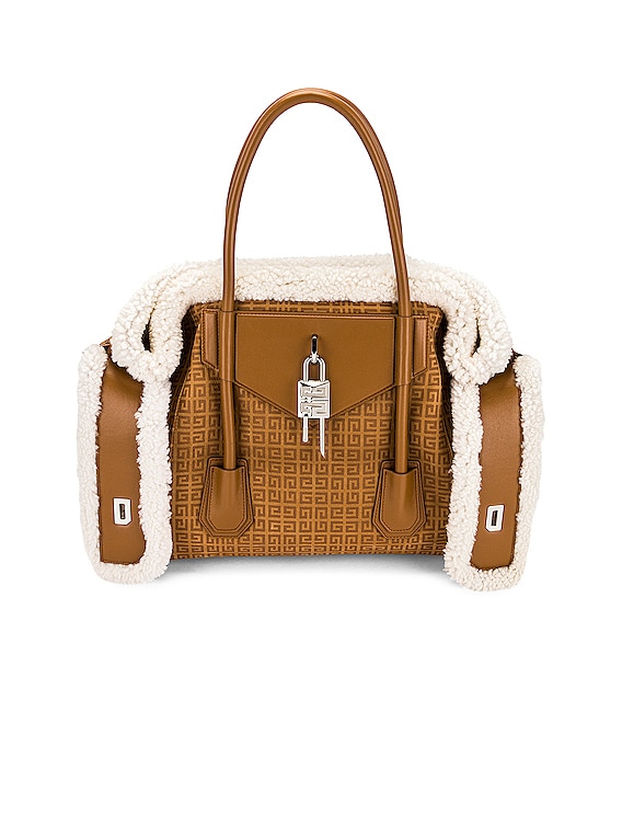 Givenchy Medium Antigona Top-Handle Bag in Monogram Suede and Shearling