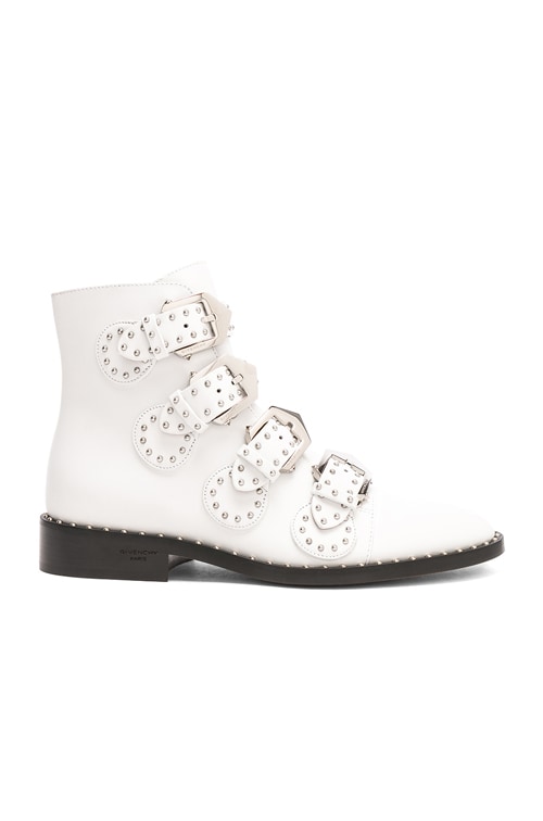 white studded ankle boots