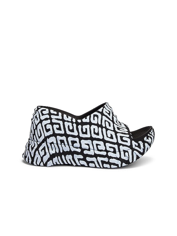 Givenchy Marshmallow Slider Wedge Sandals in Black & White | FWRD