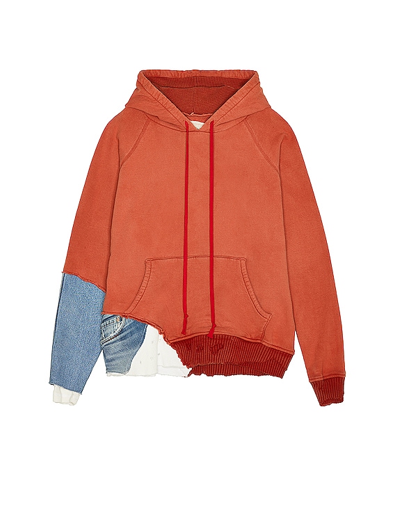 Greg Lauren Fragment Hoodie in Red & Denim | FWRD