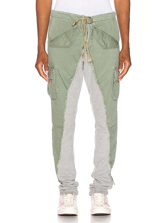 Greg Lauren Terry Long Pant in Army & Grey | FWRD