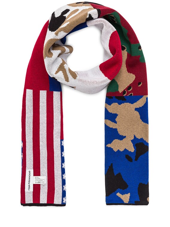 Gosha Rubchinskiy Camo Flag Scarf in Multicolor | FWRD