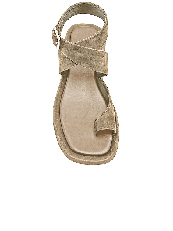 GIA BORGHINI x RHW Flat Toe Ring Wrap Suede Sandal in Cream | FWRD