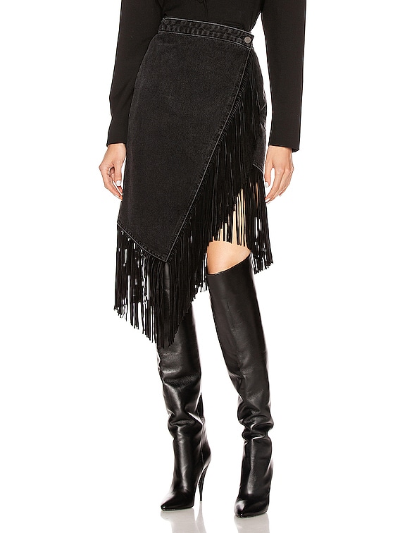 GRLFRND Indira Fringe Wrap Skirt in Never Enough FWRD