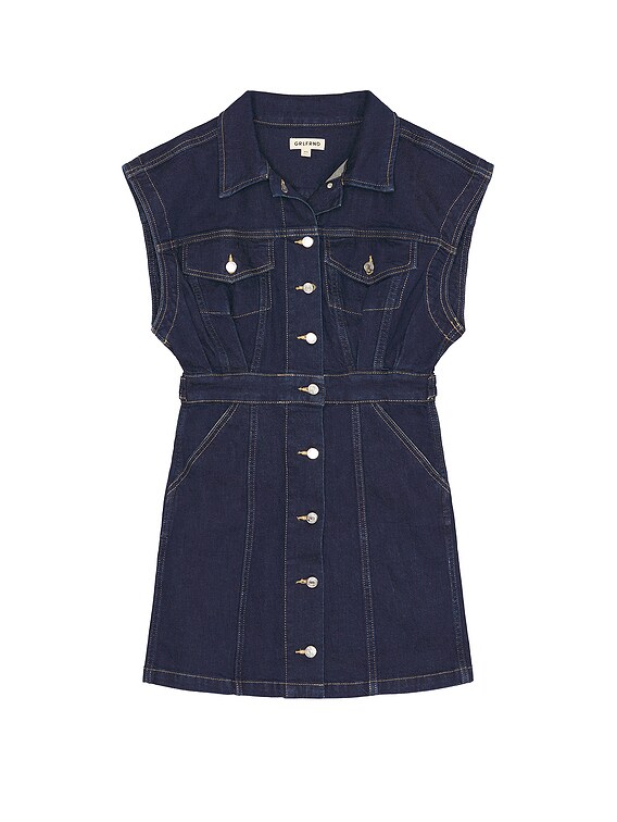 GRLFRND Celeste Denim Vest Dress in Beverly Glen | FWRD GRLFRND Celeste Denim Vest Dress in Beverly Glen | FWRD