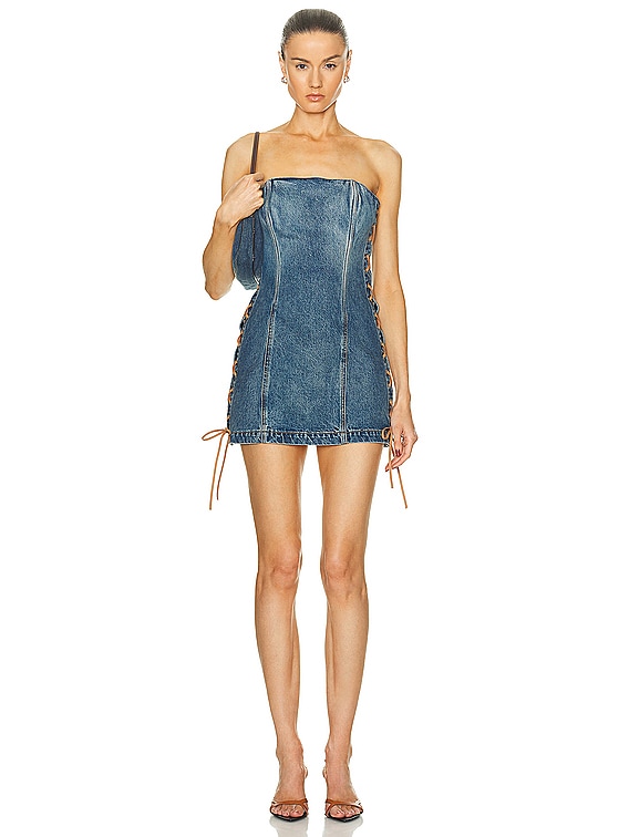 GRLFRND Alicia Laced Mini Dress in Nashville Suede | FWRD GRLFRND Alicia Laced Mini Dress in Nashville Suede | FWRD