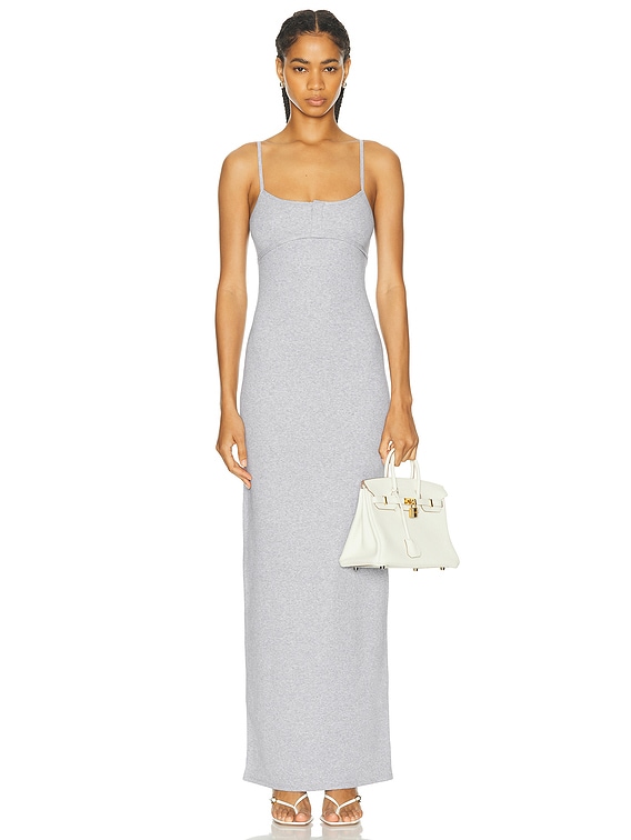 GRLFRND Rib Cami Maxi Dress in Heather Grey | FWRD GRLFRND Rib Cami Maxi Dress in Heather Grey | FWRD