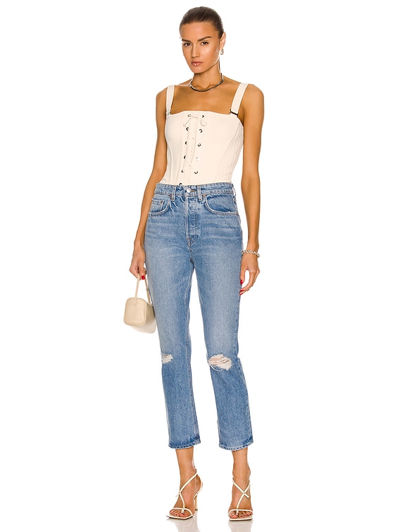 GRLFRND Karolina High Rise Straight Crop Jeans in Ellis Island FWRD