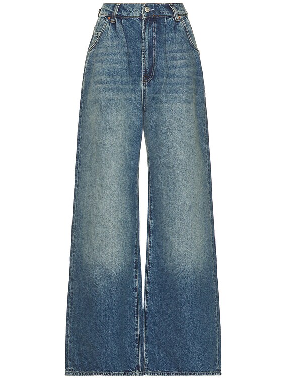 GRLFRND Chloe Super High Rise Pleated Wide Leg Jeans in South Bay