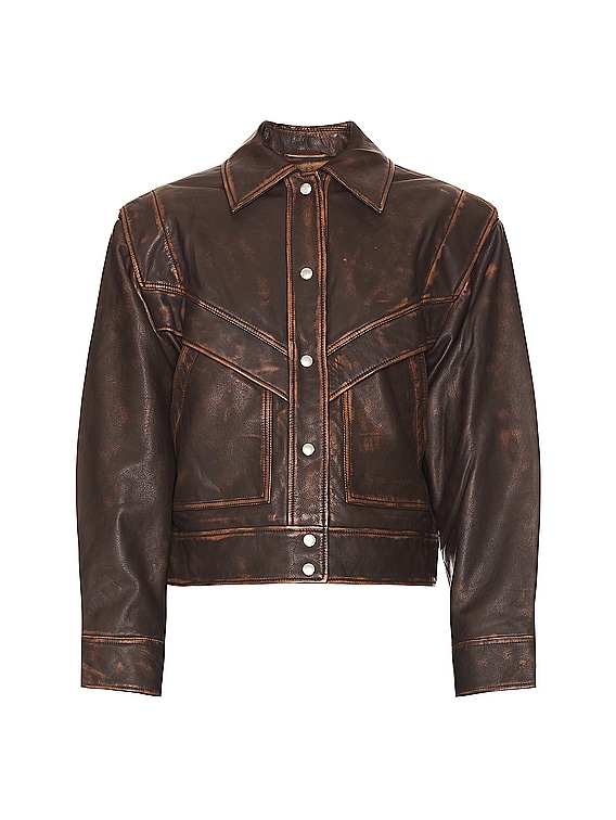 GRLFRND Jayden Distressed Leather Jacket in Dark Brown | FWRD