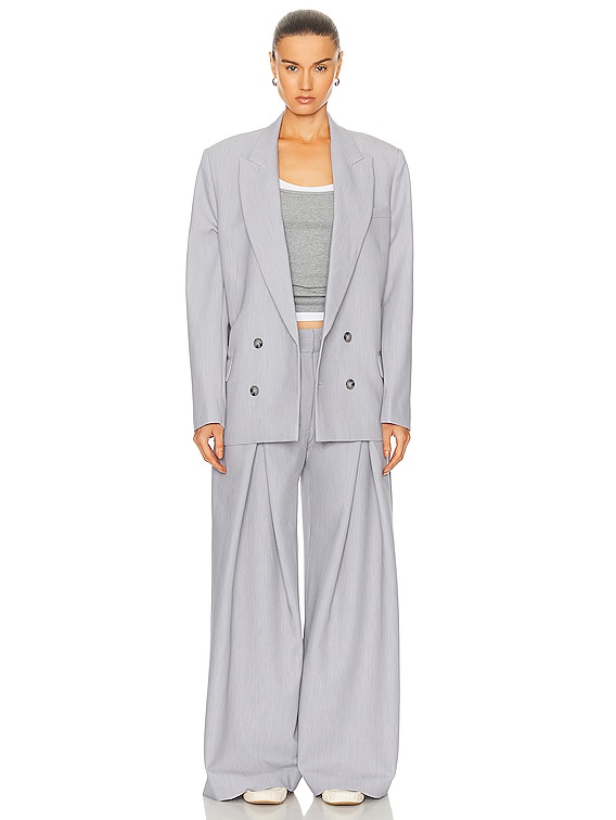 GRLFRND Nolan Double Breasted Blazer in Heather Grey | FWRD