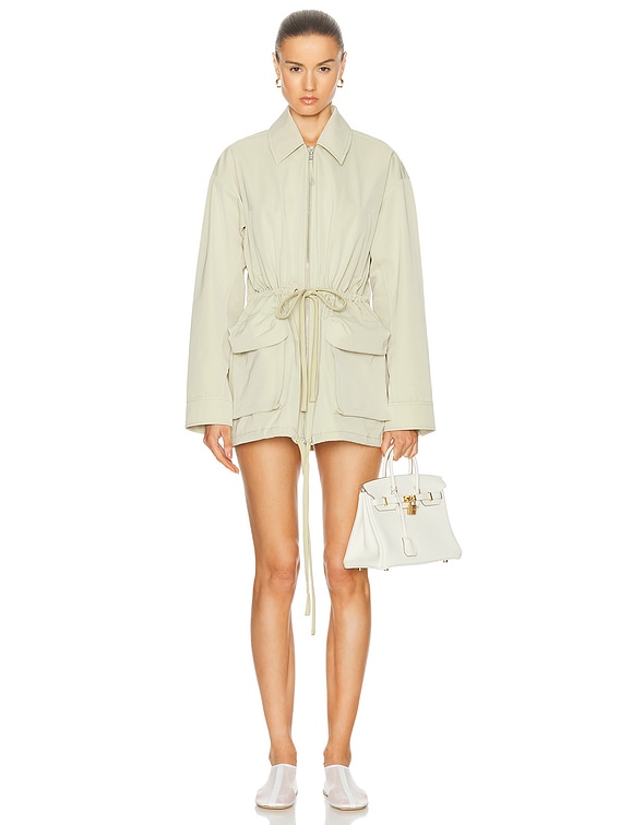 GRLFRND Tech Gabardine Parka Jacket in Light Olive | FWRD