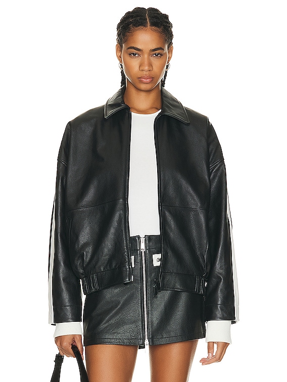 Grlfrnd The Oversized Leather Bomber in Black - Size XL