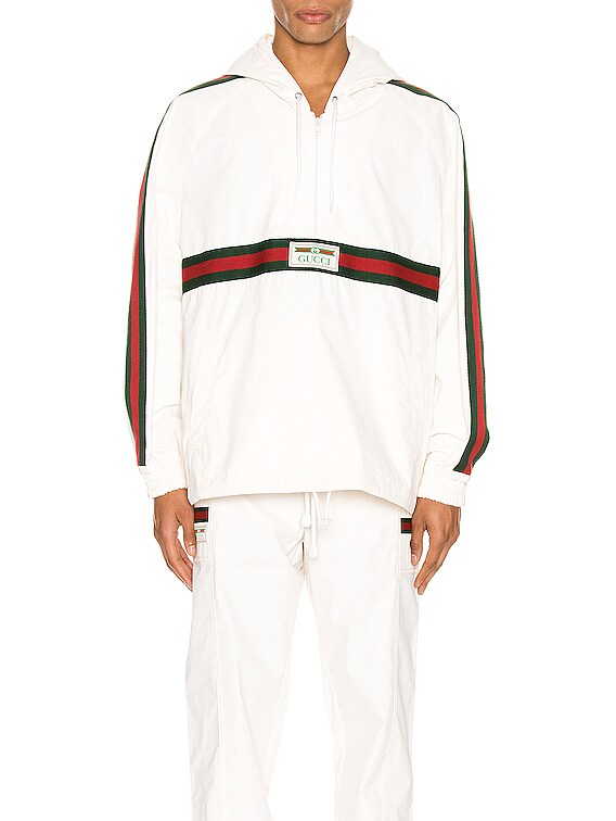 Cotton canvas windbreaker with gucci label Clearance