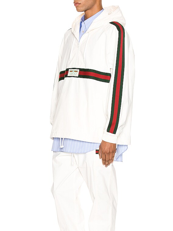 Cotton canvas windbreaker with gucci label Clearance
