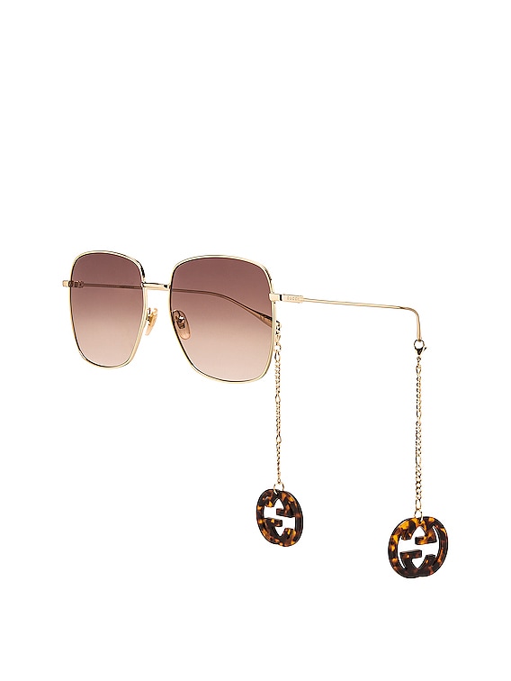 Chain Oversize Square Charm Sunglasses