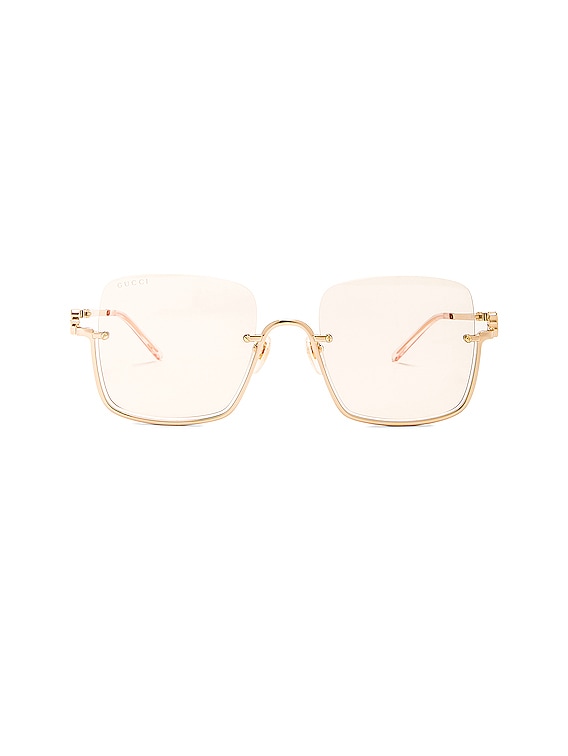 Rectangular frame sunglasses in gold-toned metal | GUCCI® US