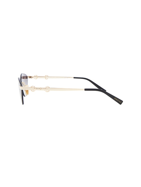Gucci Through Horsebit Cat Eye Sunglasses in Gold & Grey | FWRD