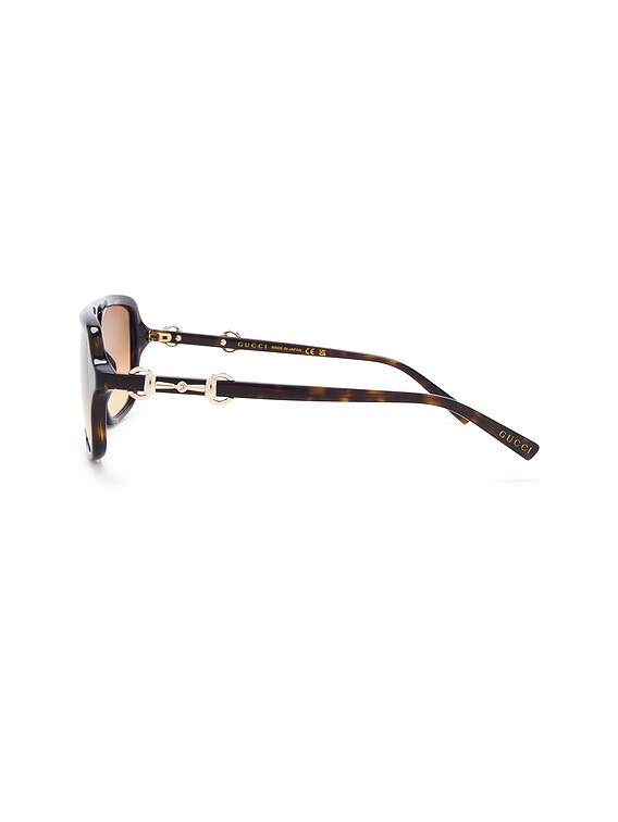 Gucci Through Horsebit Pilot Sunglasses in Havana & Brown | FWRD