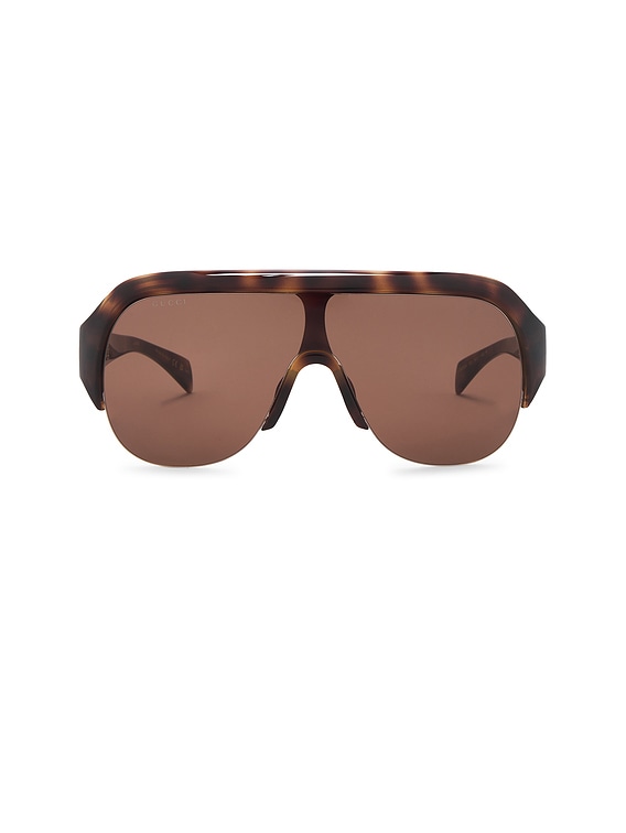 Gucci 70's Nuances Mask Sunglasses in Havana & Brown | FWRD