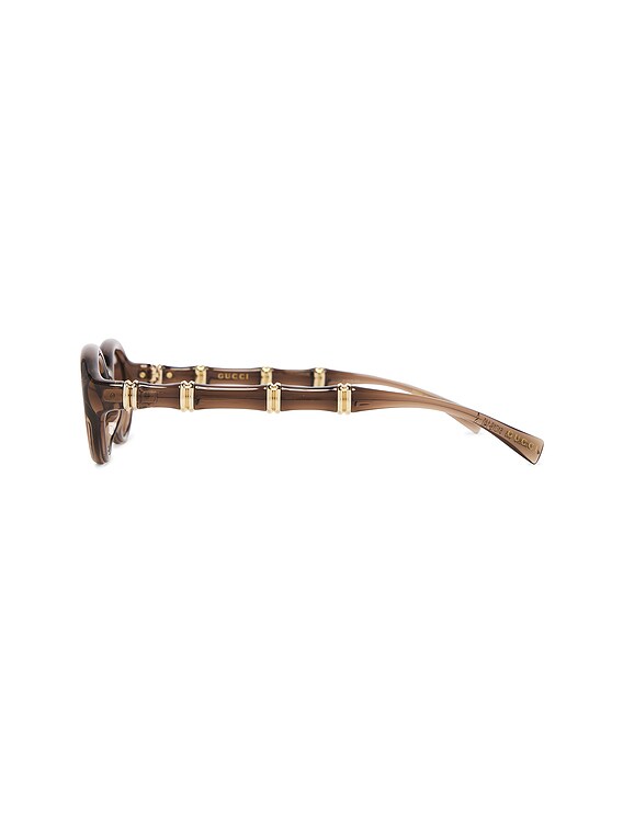 Gucci Pop Bamboo Oval Sunglasses in Brown | FWRD