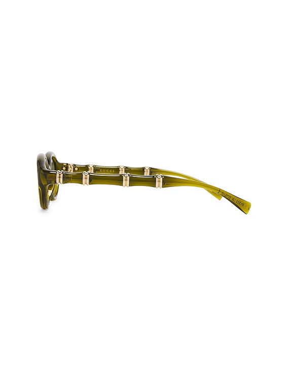 Gucci Pop Bamboo Oval Sunglasses in Green | FWRD