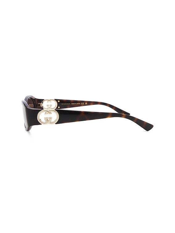 Gucci Hailey Oval Sunglasses in Havana | FWRD display picture 1