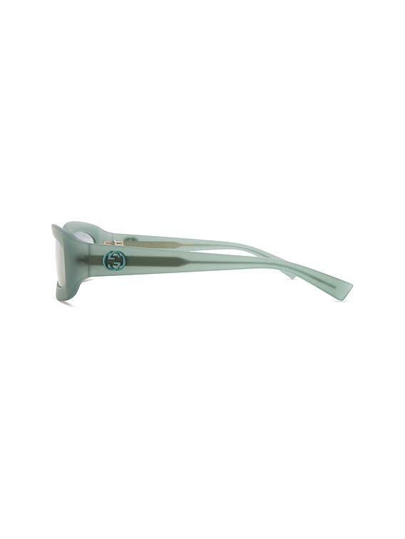 Gucci Rectangular Sunglasses in Green & Light Blue | FWRD display picture 3