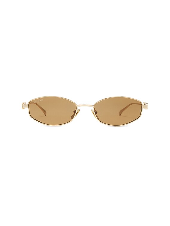 サングラス GUCCI Oval gold/brown sunglasses Gucci Oval Sunglasses in Gold & Brown | REVOLVE