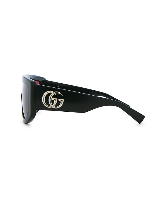 Gucci Shield Sunglasses in Black & Red | FWRD