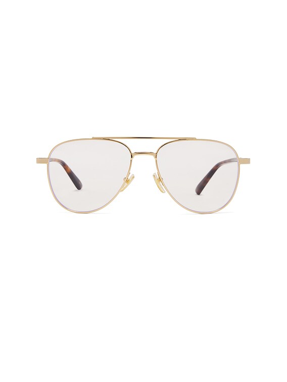 Gucci Aviator Eyeglasses in Gold, Havana, & Transparent | FWRD