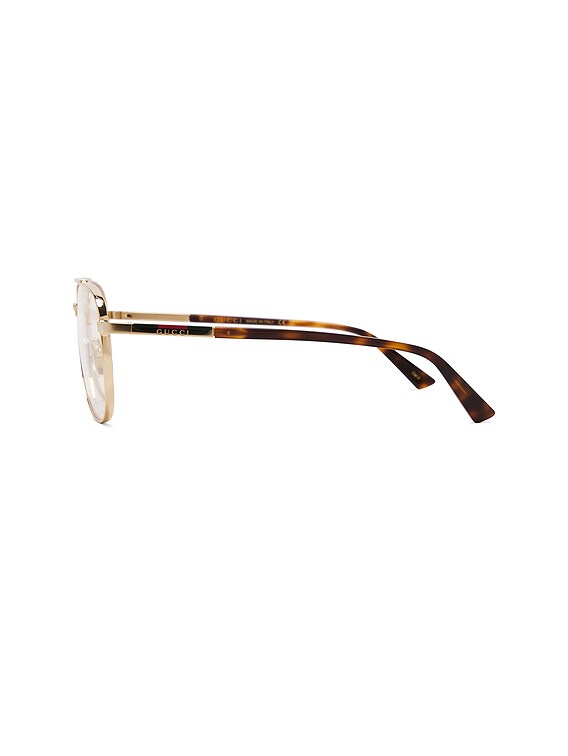 Gucci Aviator Eyeglasses in Gold, Havana, & Transparent | FWRD