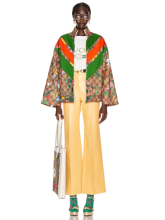Gucci GG Flora Zip Up Jacket in Camel & Brown | FWRD