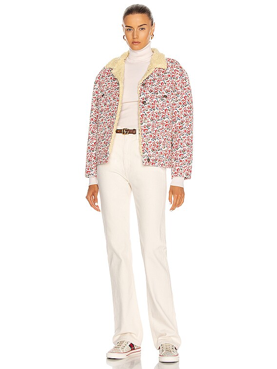 Gucci Liberty Shearling & Embroidered Jacket in Azalea | FWRD