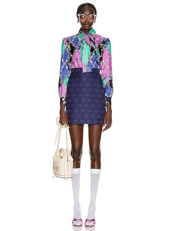 Gucci GG Rhombus Blouse in Violet & Black | FWRD