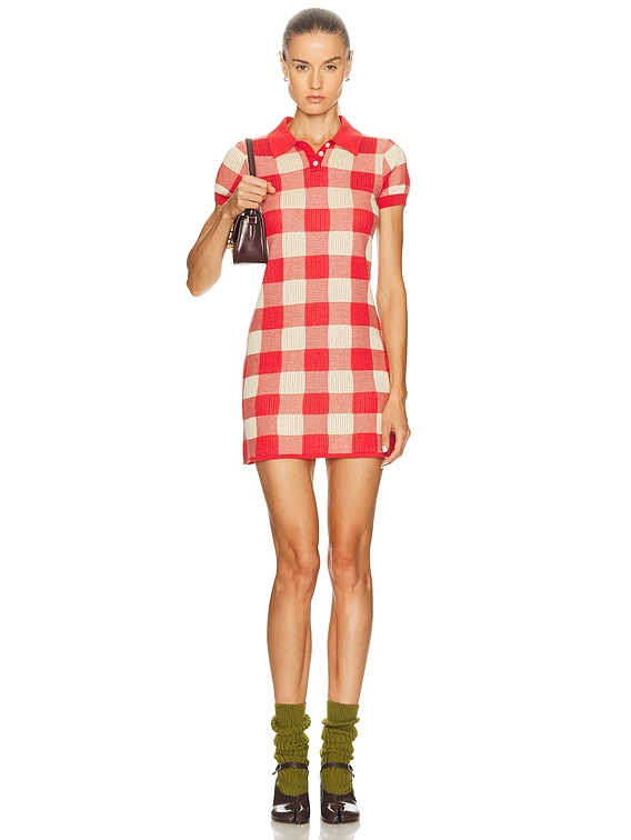 Guest In Residence Gingham Polo Dress in Scarlet & Mist | FWRD