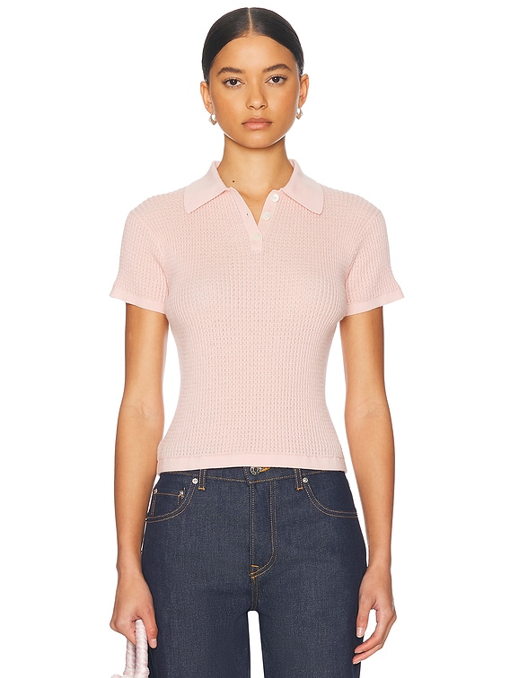 Guest In Residence Shrunken Cashmere Polo in Powder Pink | FWRD