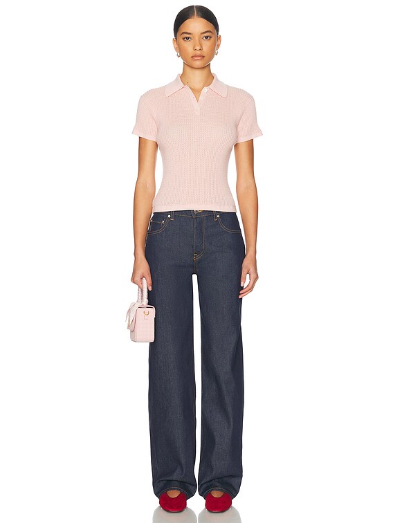 Guest In Residence Shrunken Cashmere Polo in Powder Pink | FWRD