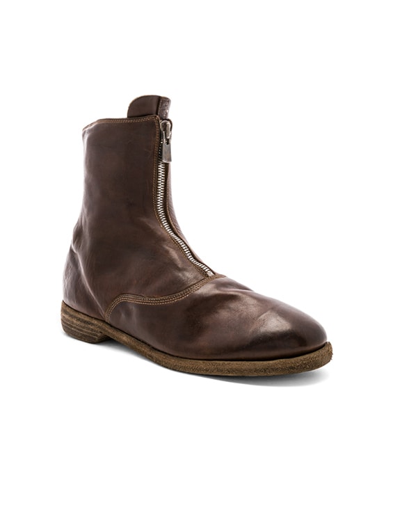 Guidi Full Grain Horse Leather Front Zip Boots in Brown | FWRD