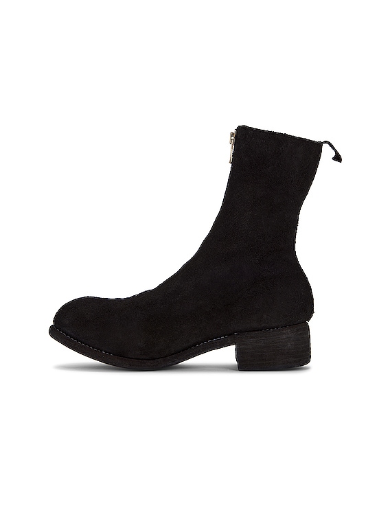 Guidi Pl2 Front Zip Boot in Black Reverse Bison Suede in Guidi Pl2 Front Zip Boot in Black Reverse Bison Suede in