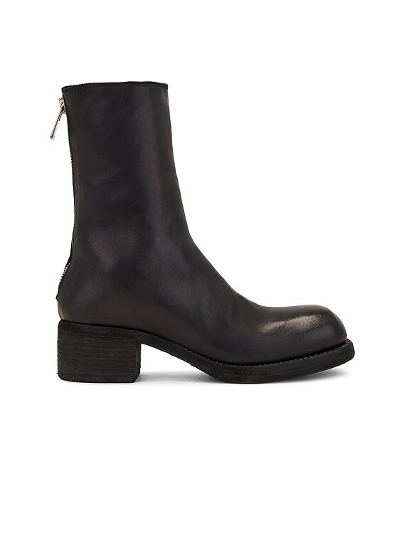 GUIDI 9088 ブラック短靴 Guidi 9088 Square Toe Back-Zip Boot in Black | FWRD