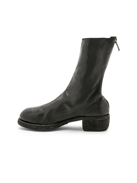 Guidi Leather Horse Zip Back Boots in Black | FWRD