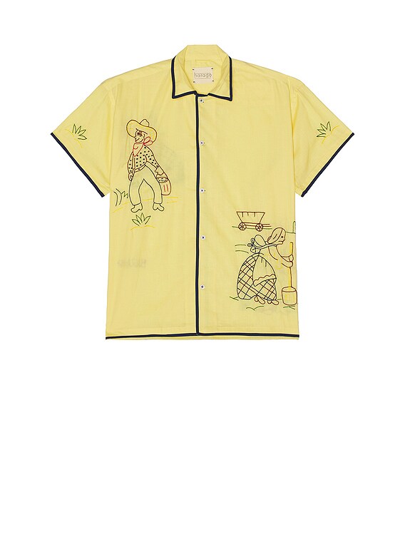 HARAGO Embroidered Short Sleeve Shirt in Yellow | FWRD
