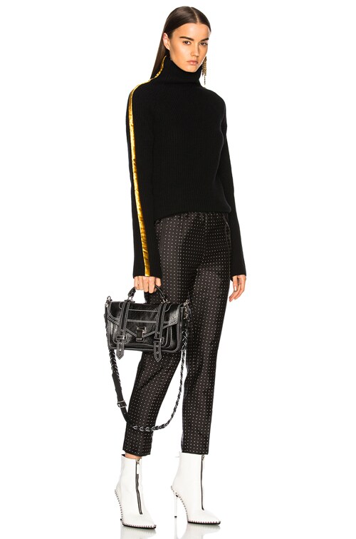 Haider Ackermann Side Band Turtleneck Sweater in Black & Gold | FWRD