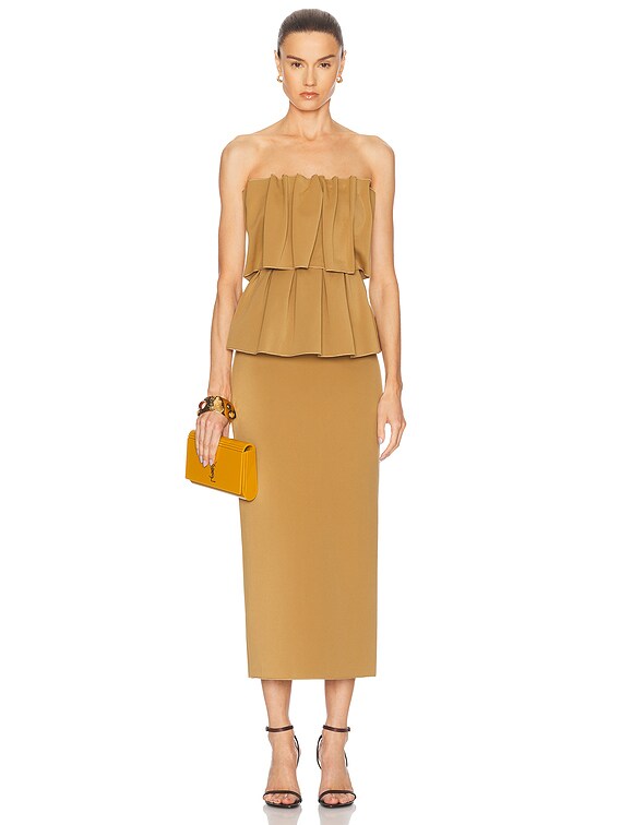 knee length dresses for ladies off-shoulder column maxi dress with sculpted bow detail – ELZIADY –  missodd.com main image 1