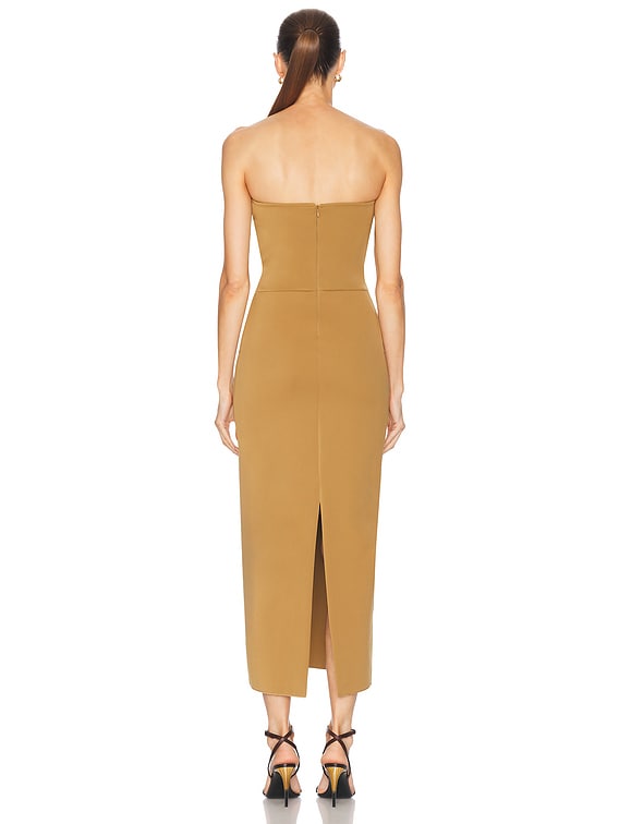House of Dagmar Sculpted Maxi Dress in Dull Gold | FWRD