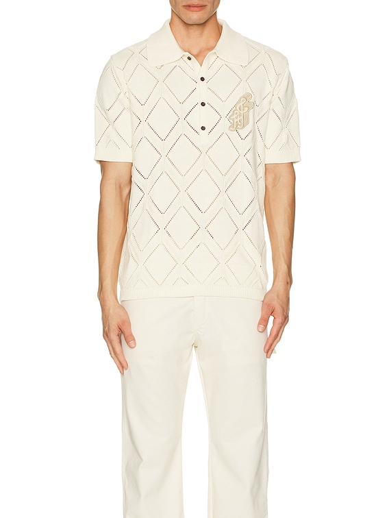 Honor The Gift Diamond Knit Polo in Cream | FWRD