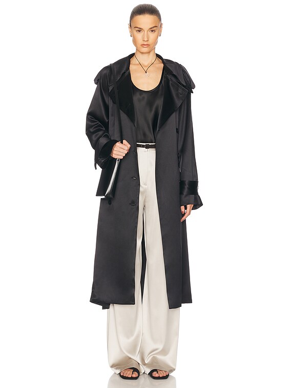 HEIRLOME Imogen Trench Coat in Black | FWRD